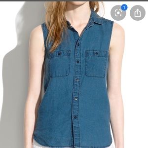 Madewell Sleeveless Chambray Shirt, 100% linen